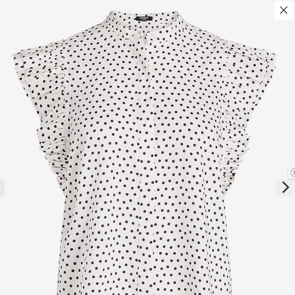 Express Polka Dot Flutter Sleeve Button Up Gramer… - image 5